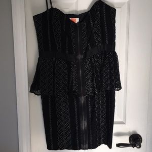 Black peplum mini dress